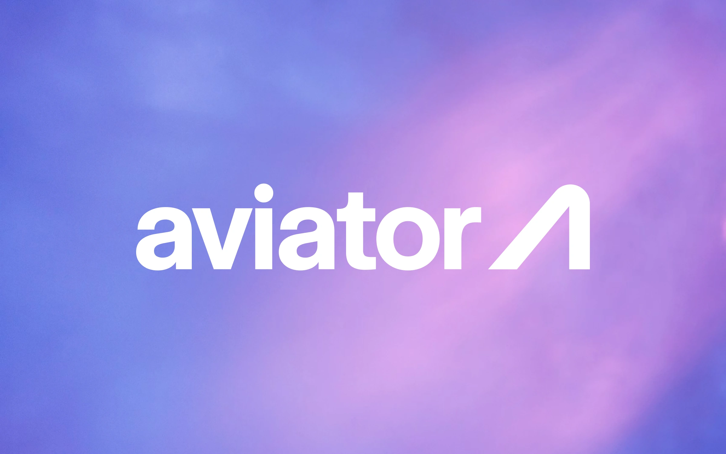 The Aviator wordmark in dark purple on lilac, with an angular A mark