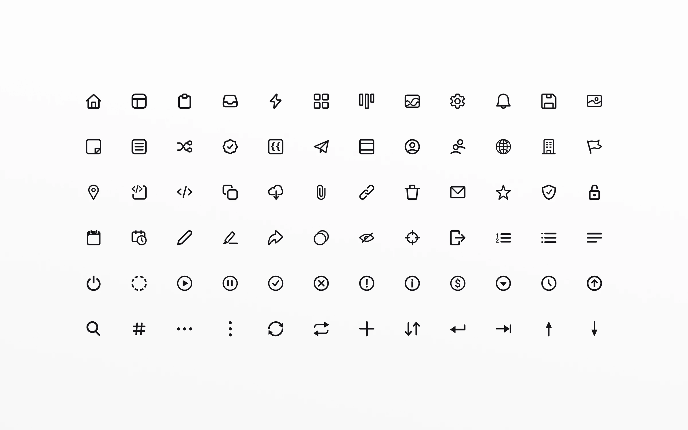 The Macro icon library, a grid of interface icons on a uniform grid